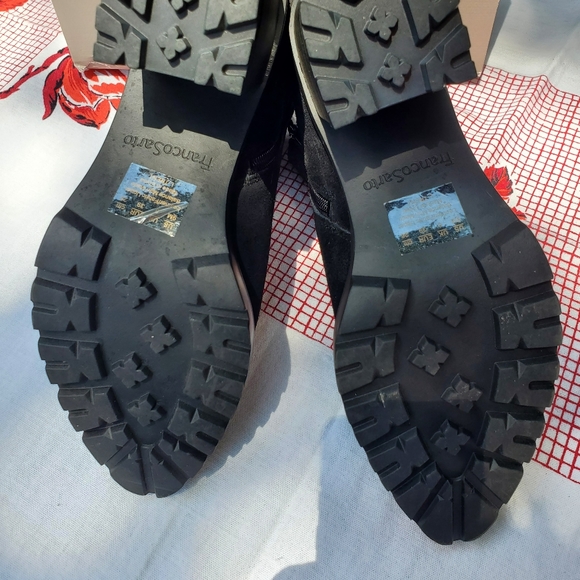 Franco Sarto Black Leather Suede Ankle Boot - Picture 10 of 12